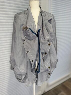 Artka Light Gray Pinstripe Women's Blazer Jacket 0598